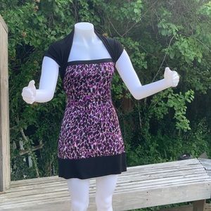 Purple animal print short dress with cutout back